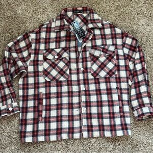 Mikarose Apple Cider, Navy, and Cream Plaid Over Shirt